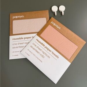 Brand New Papaya Reusable Paper Towels – 4-Pack with 2 Hooks